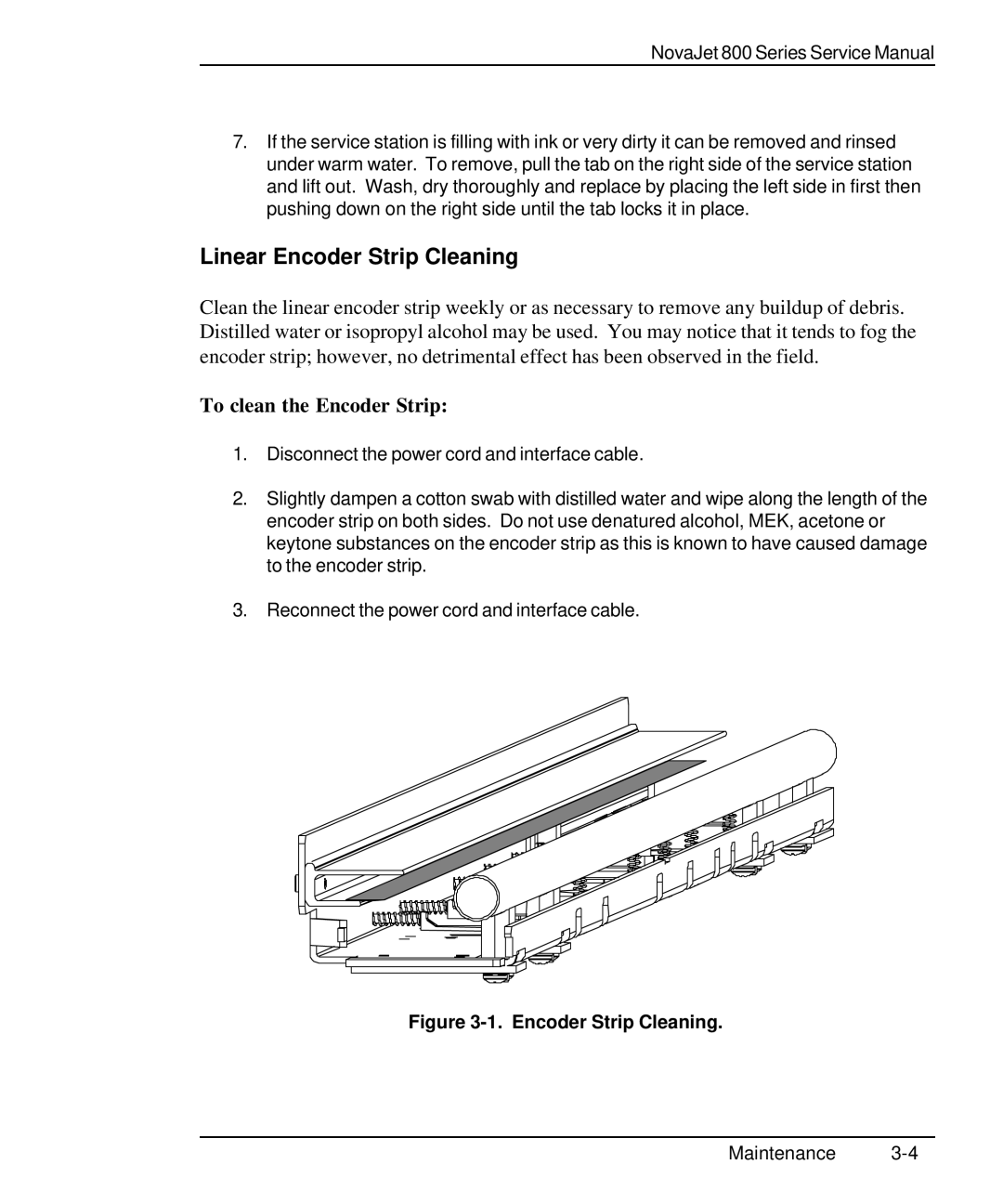 Kodak 800 SERIES service manual Linear Encoder Strip Cleaning, To clean the Encoder Strip 