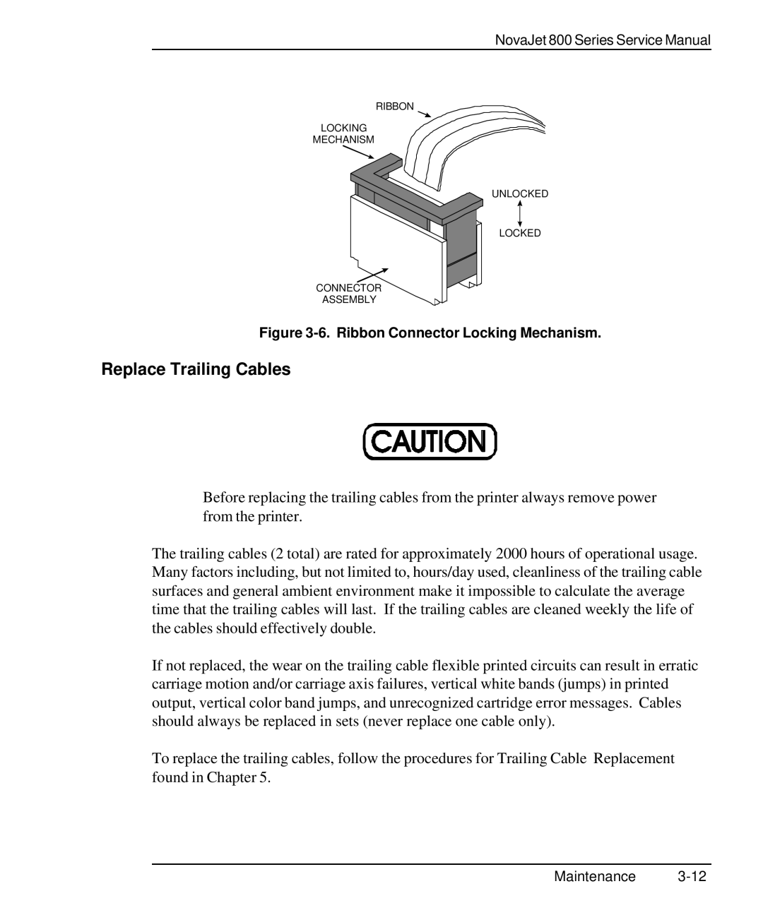 Kodak 800 SERIES service manual Replace Trailing Cables, Ribbon Connector Locking Mechanism 