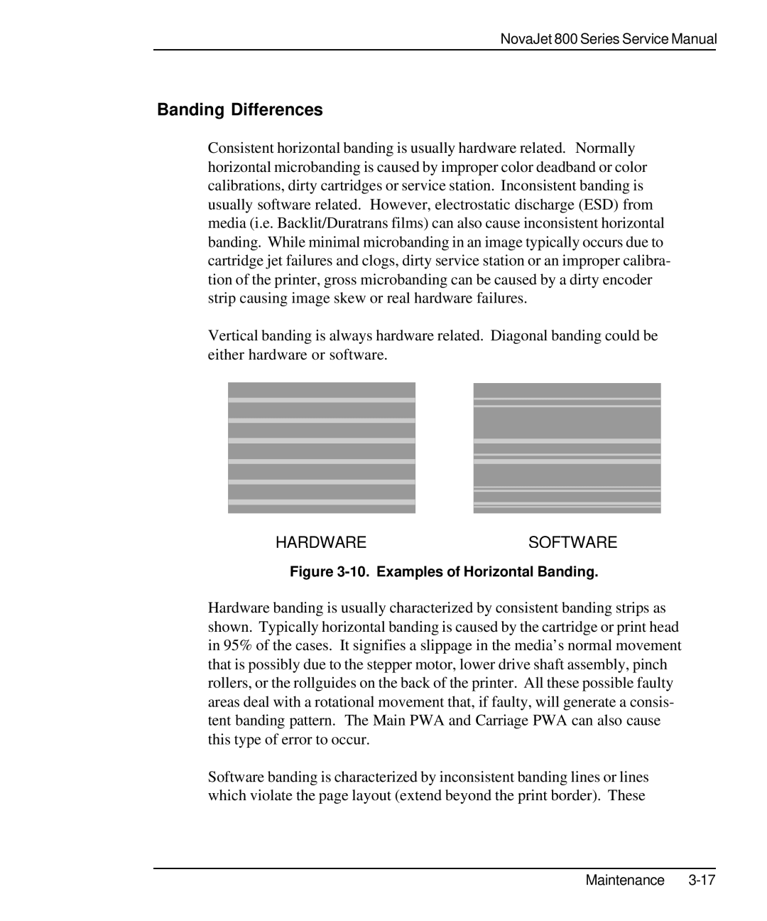 Kodak 800 SERIES service manual Banding Differences, Hardwaresoftware 