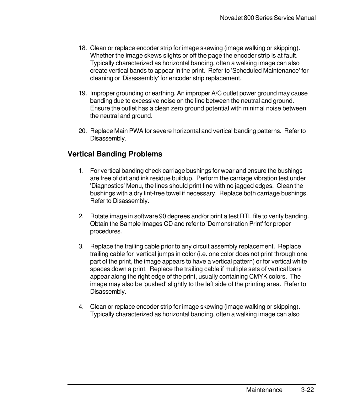 Kodak 800 SERIES service manual Vertical Banding Problems 