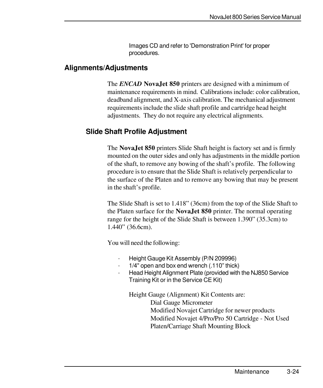 Kodak 800 SERIES service manual Alignments/Adjustments, Slide Shaft Profile Adjustment 