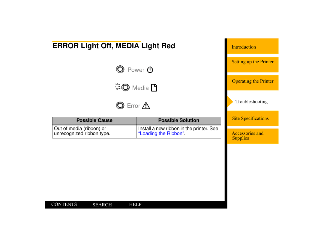 Kodak 805 manual Error Light Off, Media Light Red, Possible Cause Possible Solution 