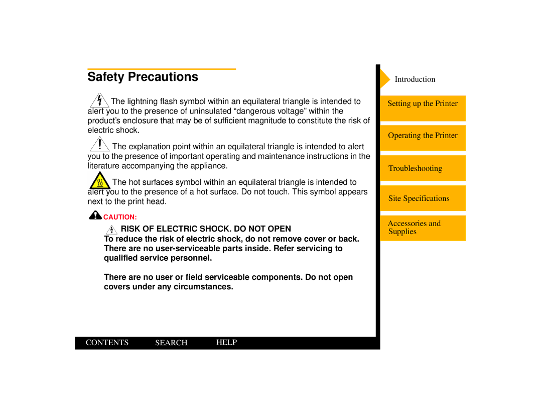 Kodak 805 manual Safety Precautions, Risk of Electric SHOCK. do not Open 