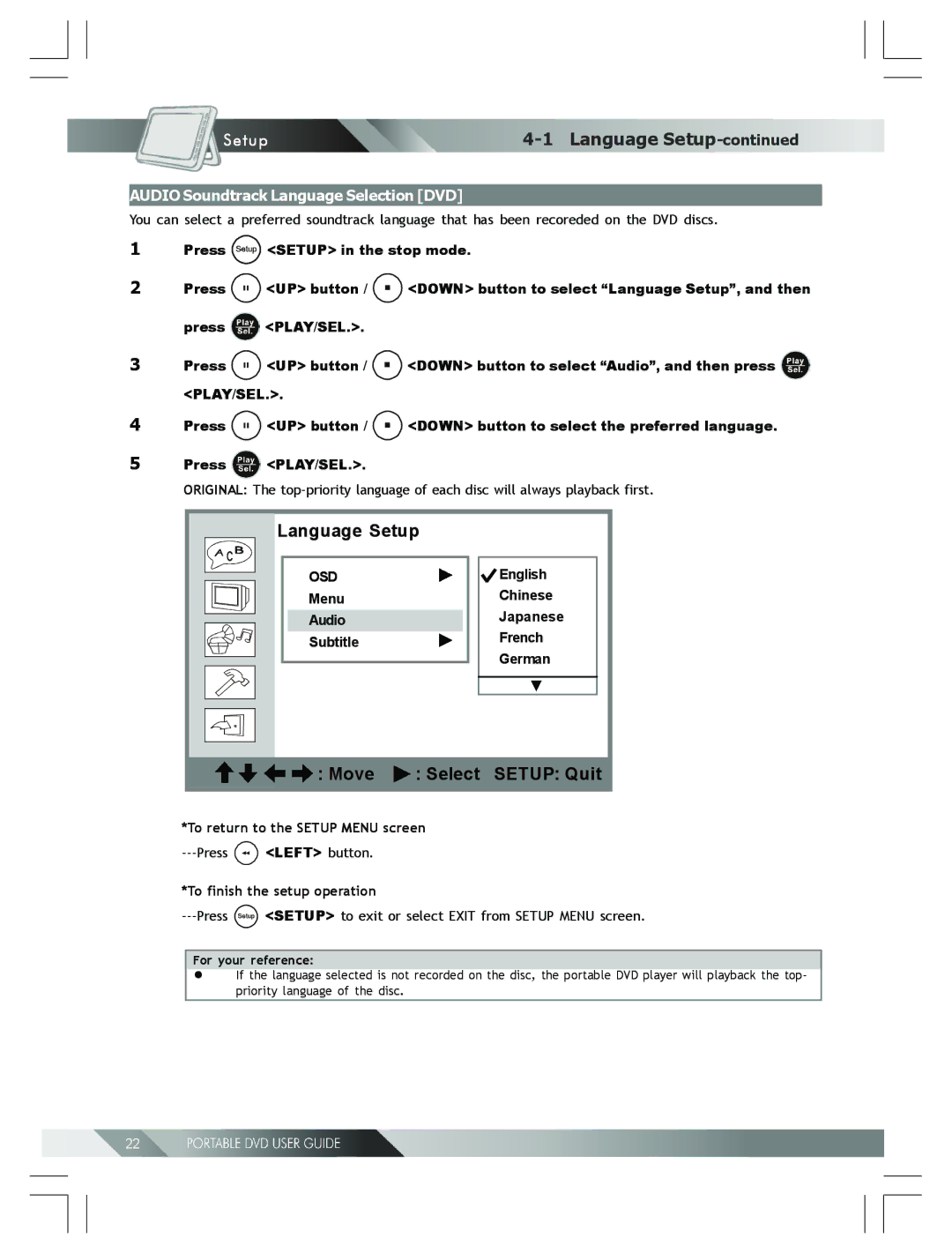 Kodak 82-184-00170 manual Audio Soundtrack Language Selection DVD 