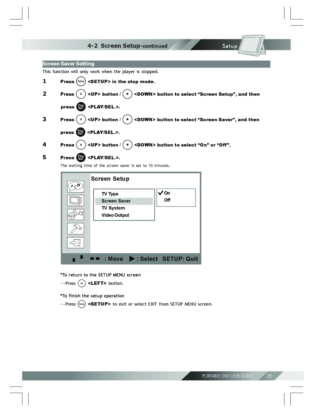 Kodak 82-184-00170 manual Screen Saver Setting, TV Type Screen Saver, TV System Video Output 