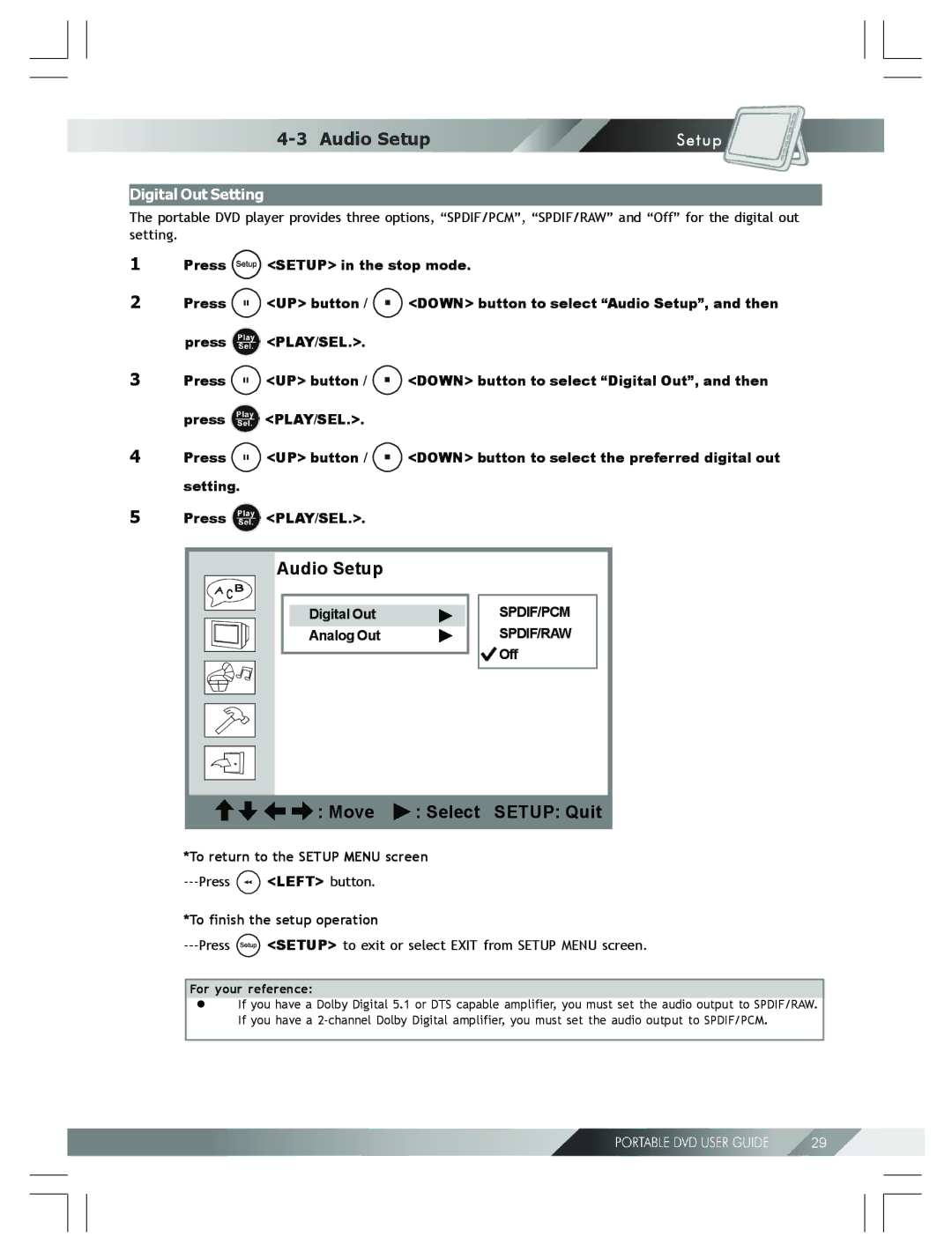 Kodak 82-184-00170 manual Audio Setup, Digital Out Setting, Analog Out, Off 