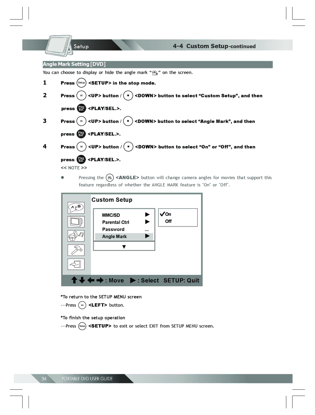 Kodak 82-184-00170 manual Angle Mark Setting DVD, Parental Ctrl 