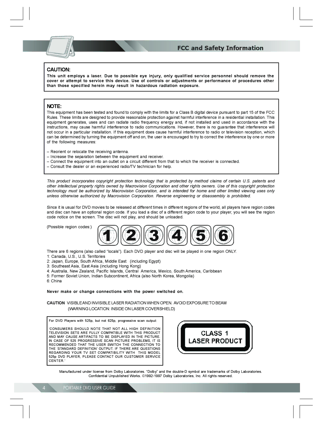 Kodak 82-184-00170 manual FCC and Safety Information, Never make or change connections with the power switched on 