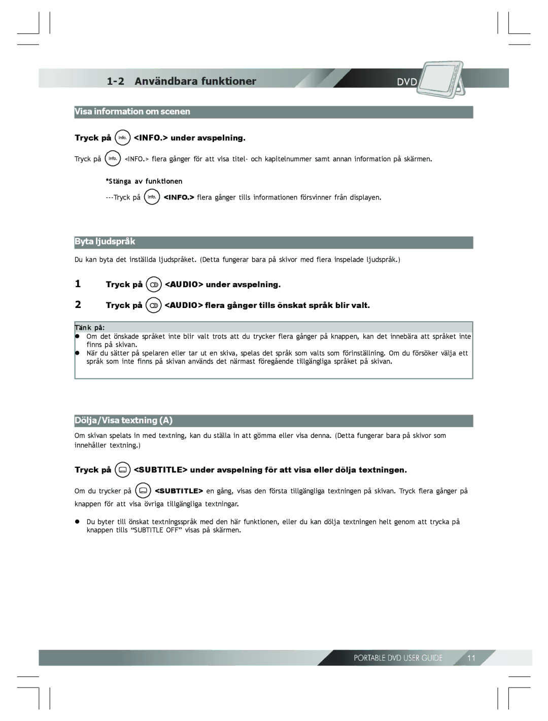 Kodak 82-184-00170 Användbara funktioner, Visa information om scenen, Tryck på INFO. under avspelning, Byta ljudspråk 