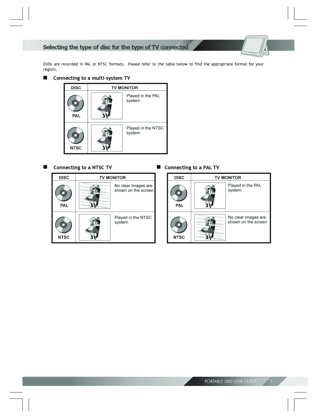 Kodak 82-184-00170 manual Selecting the type of disc for the type of TV connected 