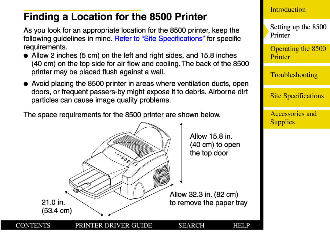 Kodak manual Finding a Location for the 8500 Printer 