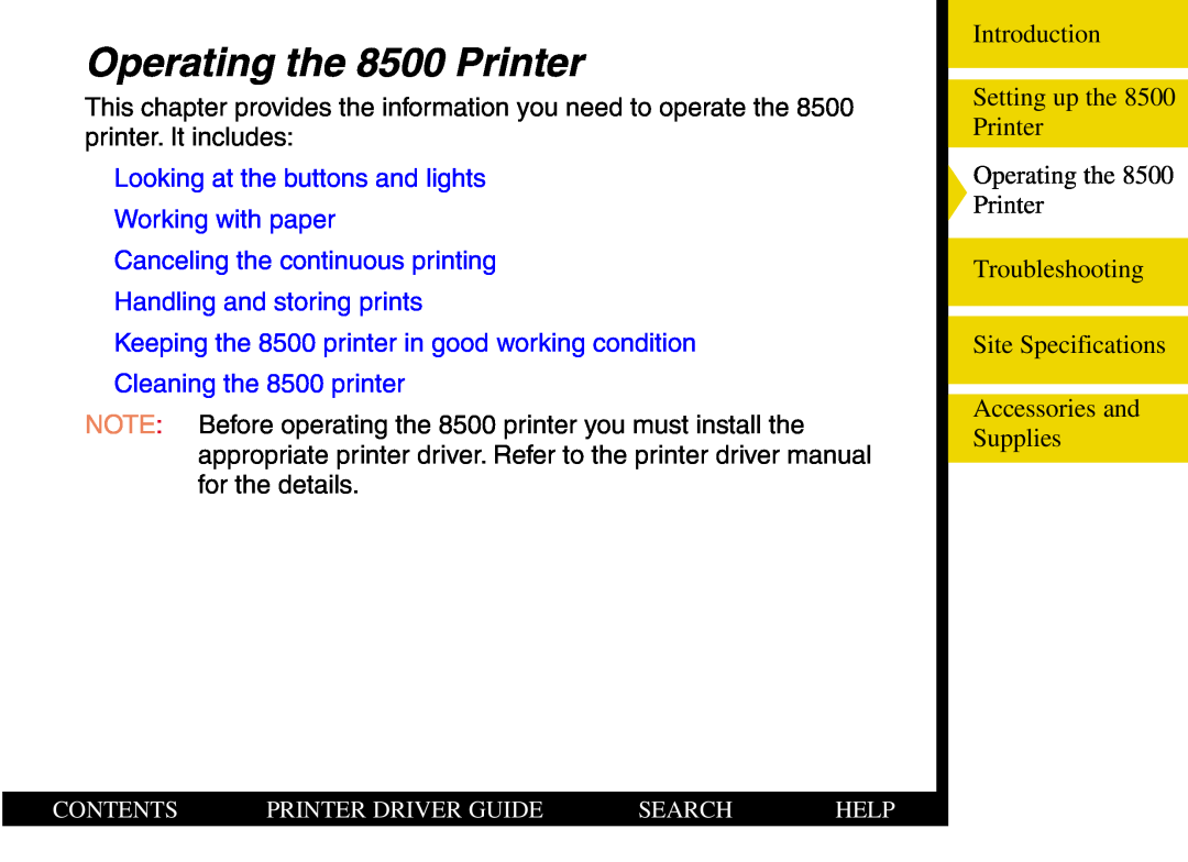 Kodak manual Operating the 8500 Printer 