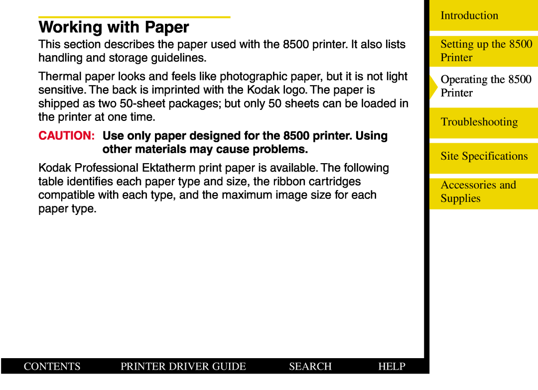 Kodak 8500 manual Working with Paper 