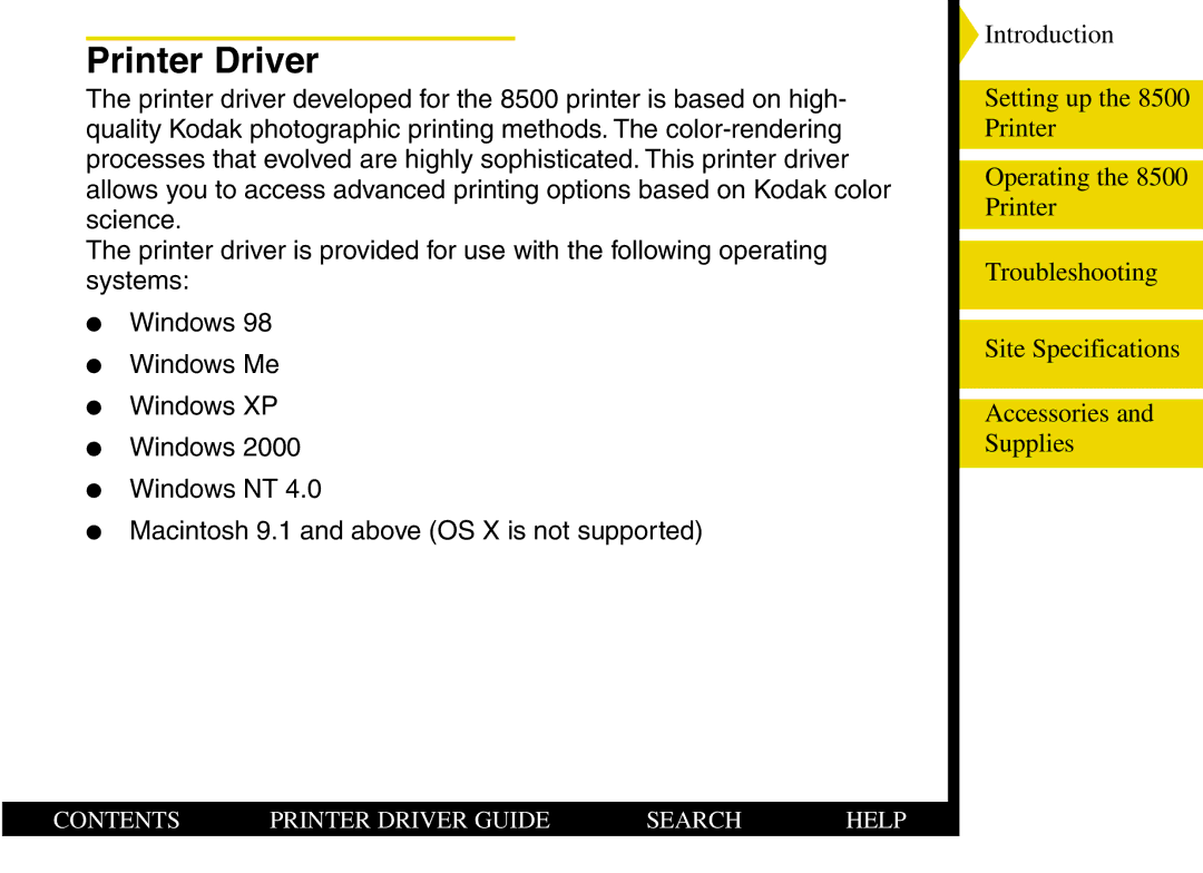 Kodak 8500 manual Printer Driver 