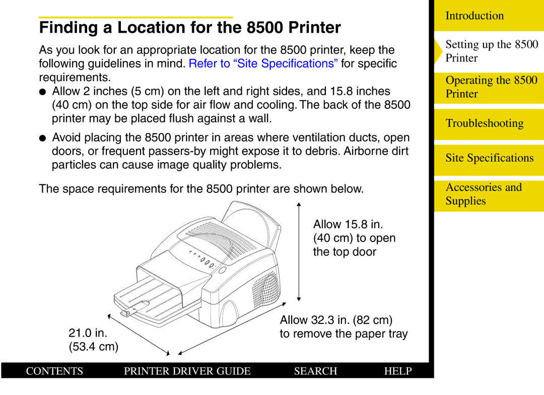 Kodak manual Finding a Location for the 8500 Printer 