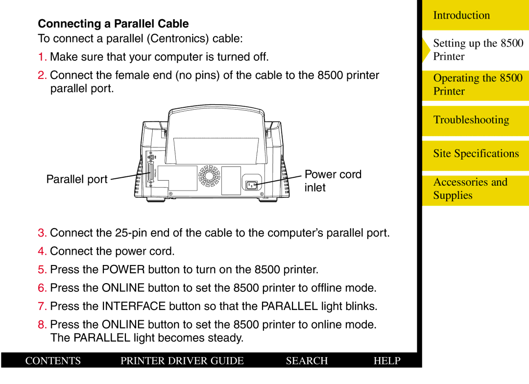 Kodak 8500 manual Connecting a Parallel Cable 