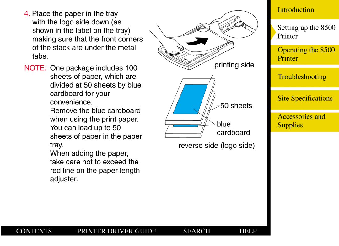 Kodak 8500 manual Contents Printer Driver Guide Search Help 