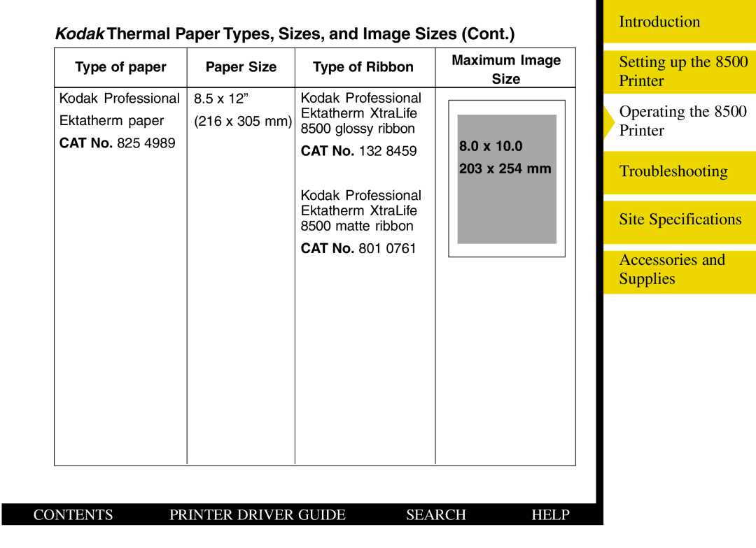 Kodak 8500 manual CAT No 203 x 254 mm 