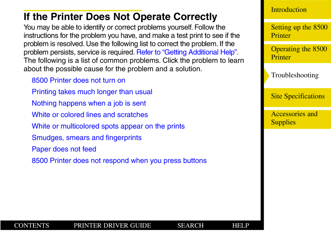 Kodak 8500 manual If the Printer Does Not Operate Correctly 