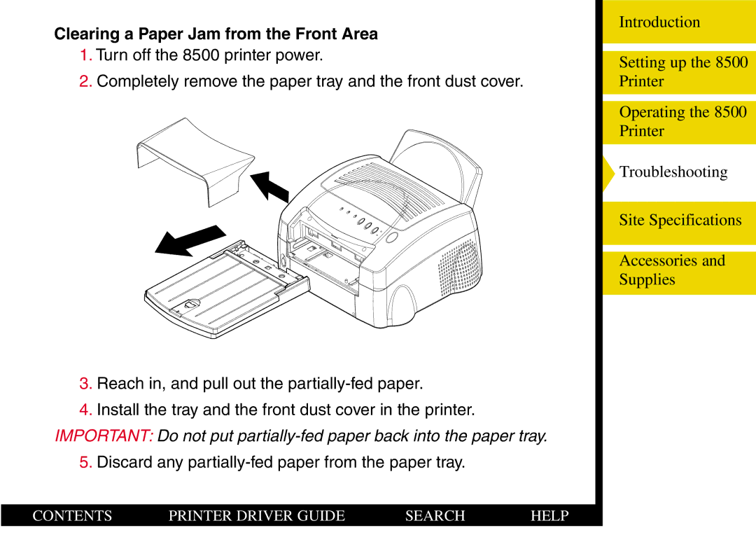 Kodak 8500 manual Clearing a Paper Jam from the Front Area 