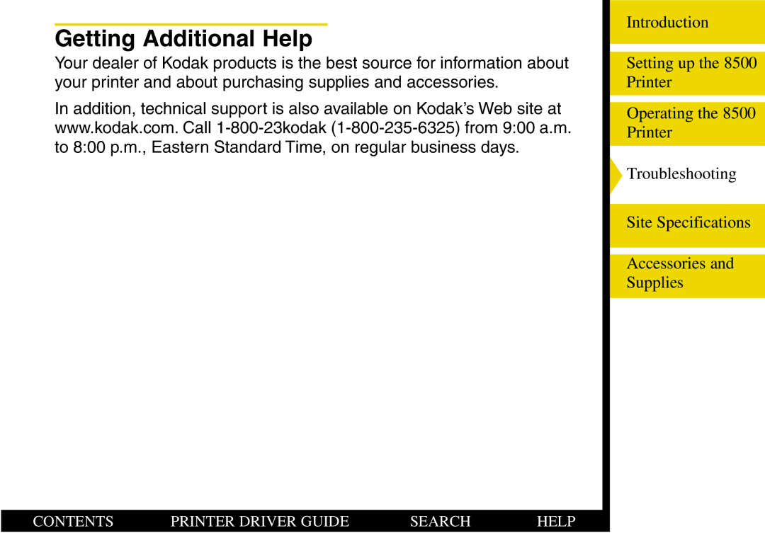 Kodak 8500 manual Getting Additional Help 