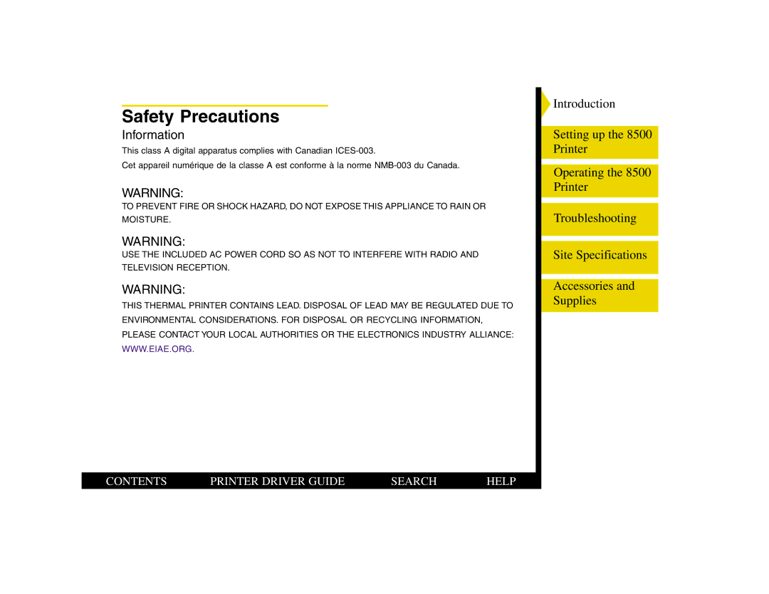 Kodak 8500 manual Safety Precautions, Information 