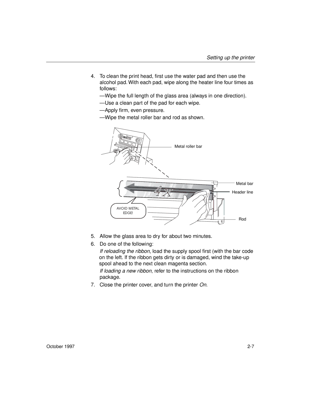 Kodak 8650 manual Metal roller bar Metal bar Header line 