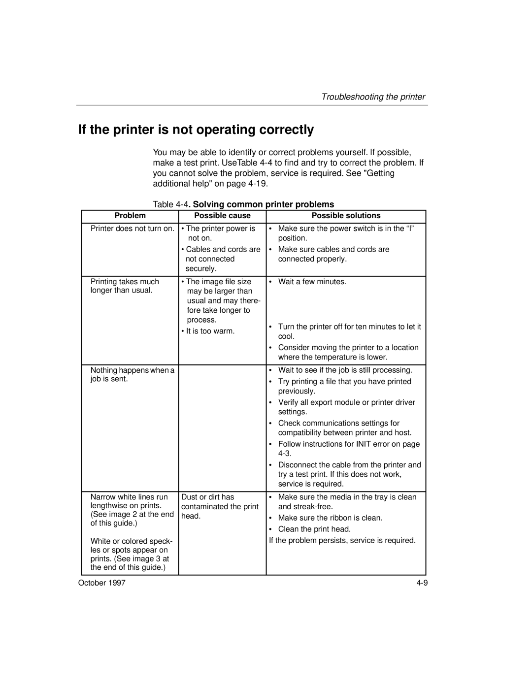 Kodak 8650 manual If the printer is not operating correctly, Solving common printer problems 