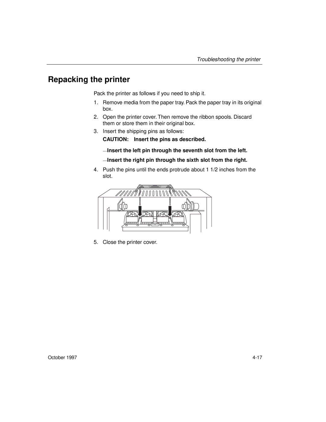 Kodak 8650 manual Repacking the printer 