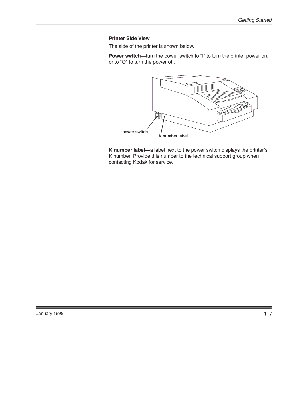 Kodak 8657 manual Printer Side View 