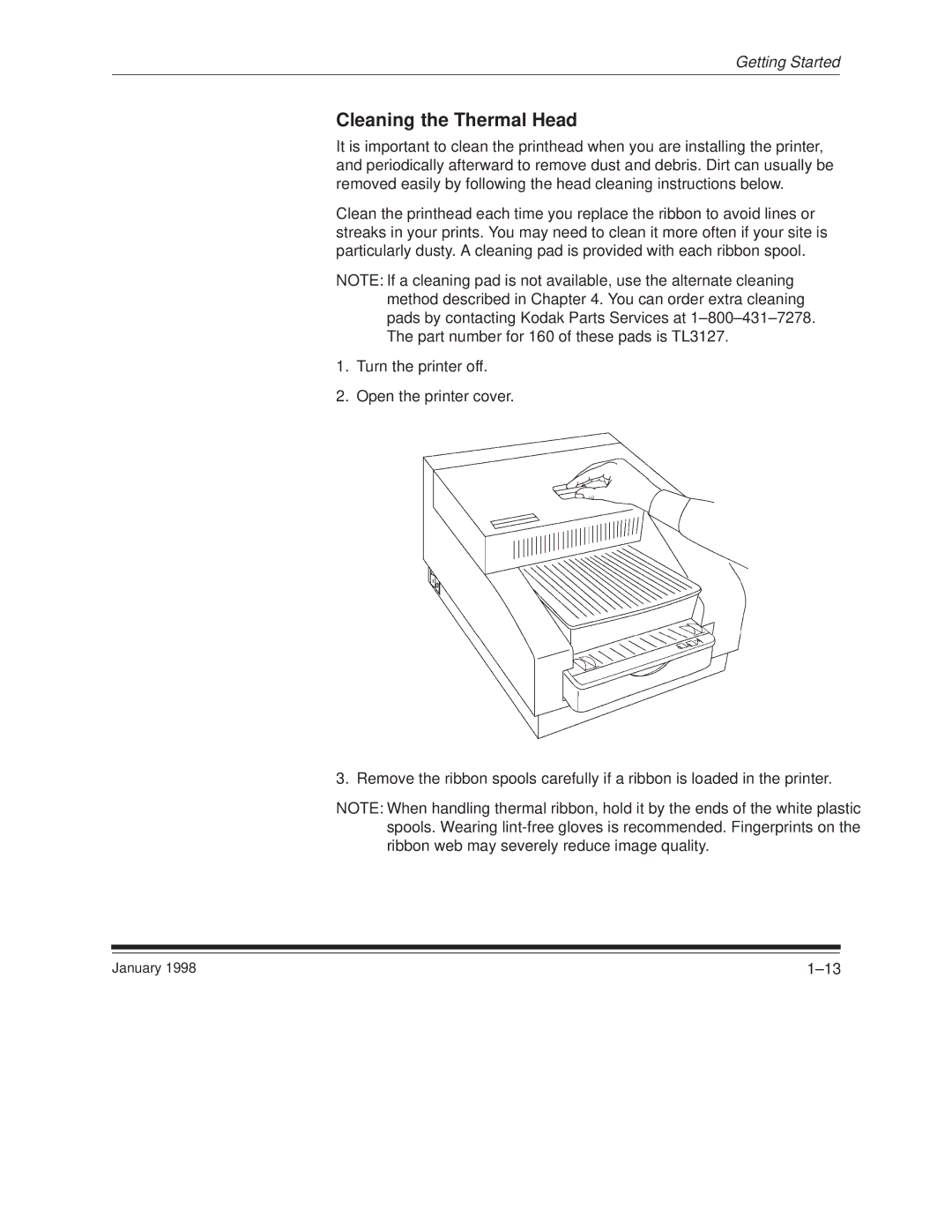 Kodak 8657 manual Cleaning the Thermal Head 