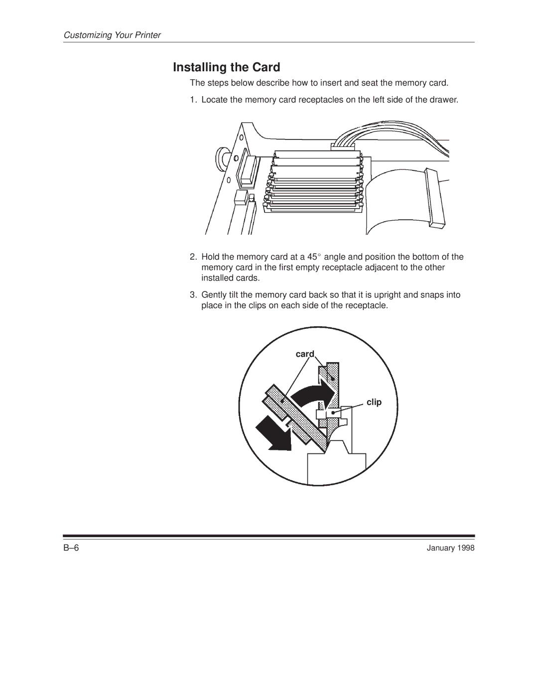 Kodak 8657 manual Installing the Card, Card Clip 