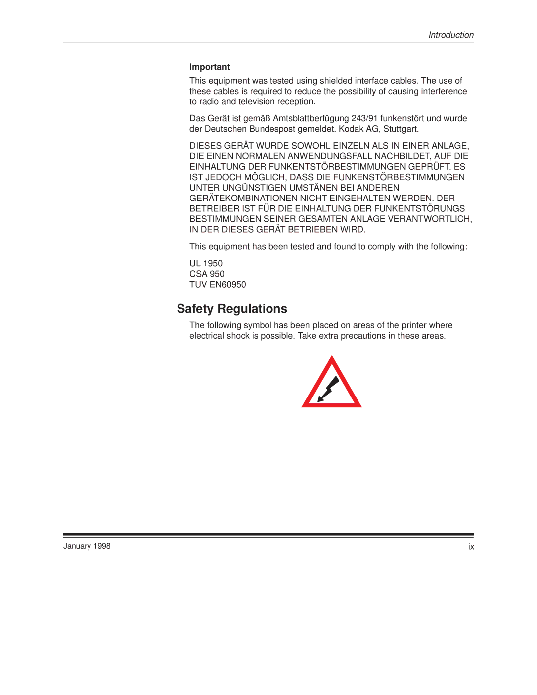 Kodak 8657 manual Safety Regulations 