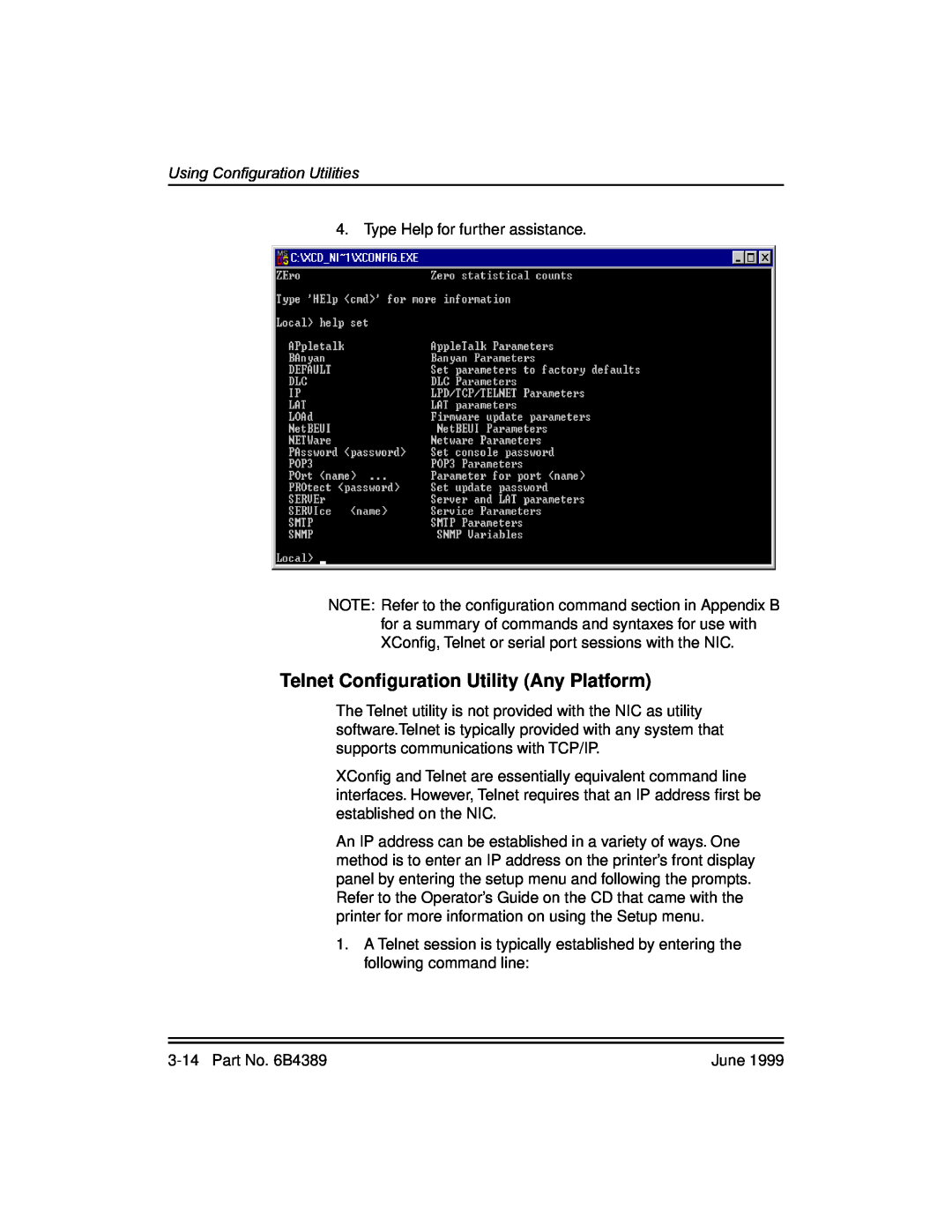 Kodak 8670, 8660 manual Telnet Conﬁguration Utility Any Platform, Using Configuration Utilities 