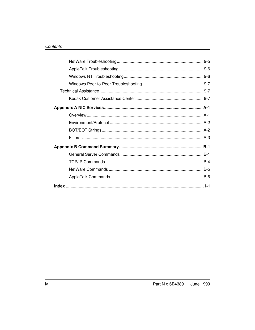 Kodak 8670, 8660 manual Appendix a NIC Services 