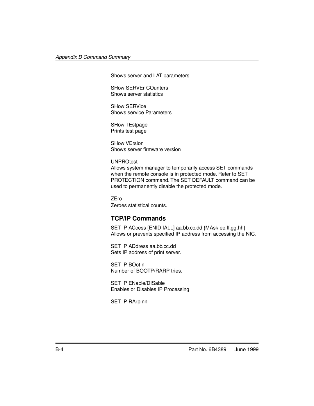 Kodak 8670, 8660 manual TCP/IP Commands 