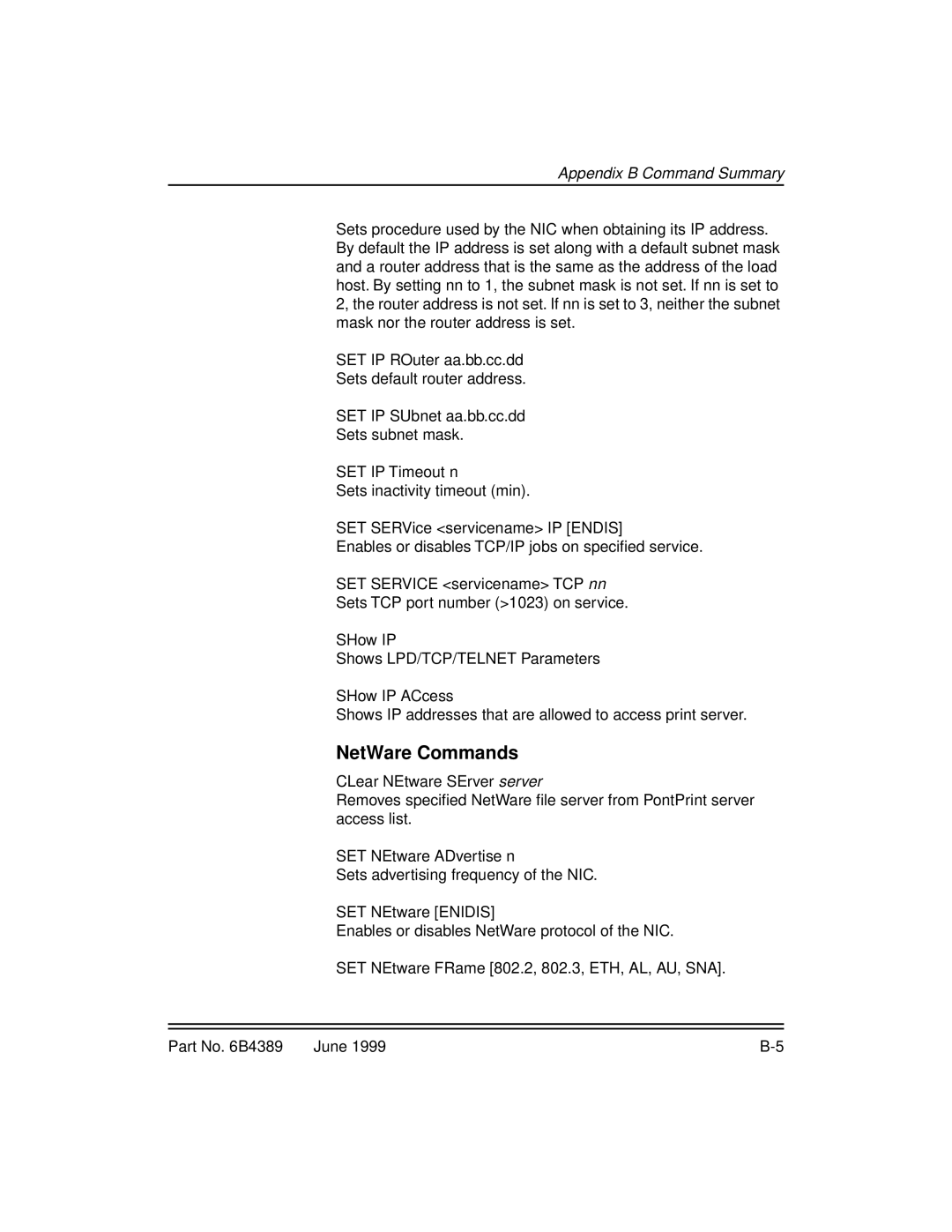 Kodak 8660, 8670 manual NetWare Commands 