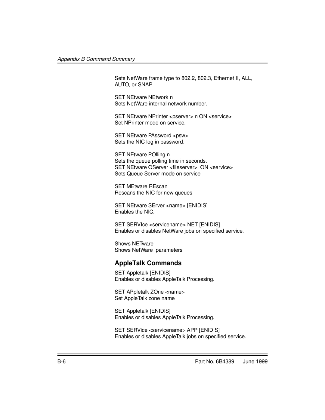 Kodak 8670, 8660 manual AppleTalk Commands 