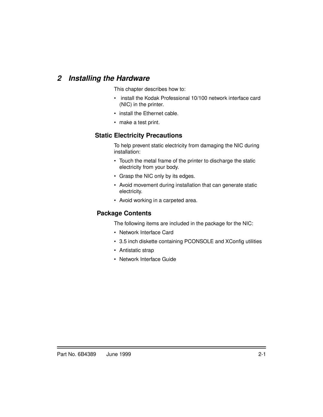 Kodak 8660, 8670 manual Static Electricity Precautions, Package Contents 