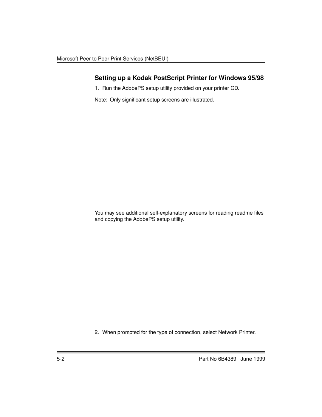 Kodak 8670, 8660 manual Setting up a Kodak PostScript Printer for Windows 95/98 