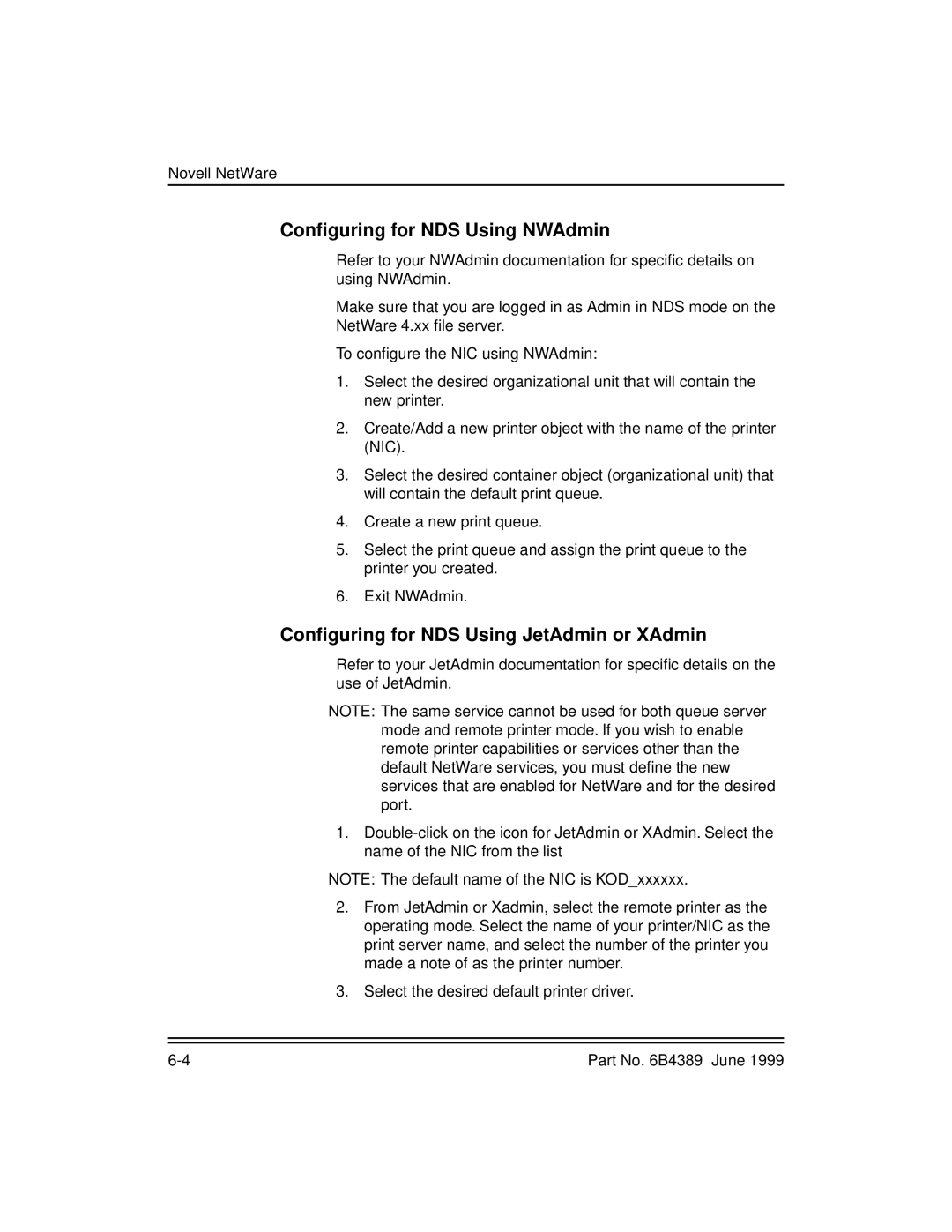 Kodak 8670, 8660 manual Conﬁguring for NDS Using NWAdmin, Conﬁguring for NDS Using JetAdmin or XAdmin 