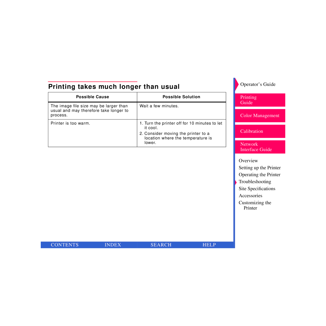 Kodak 8670 PS specifications Printing takes much longer than usual 