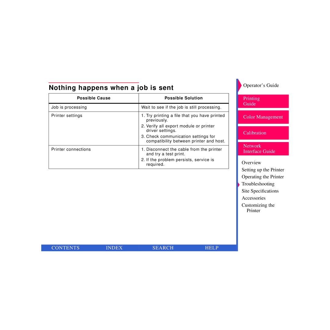 Kodak 8670 PS specifications Nothing happens when a job is sent 