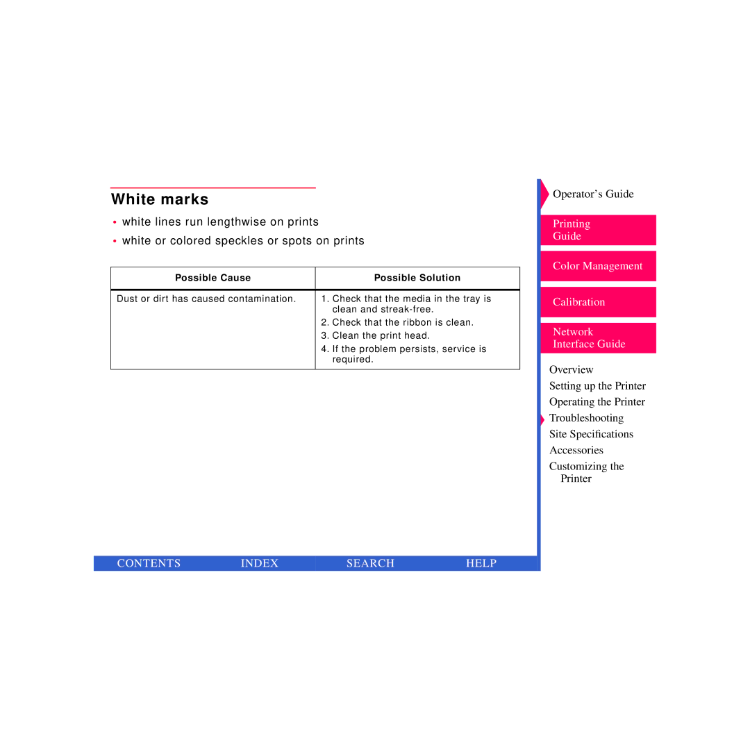 Kodak 8670 PS specifications White marks 