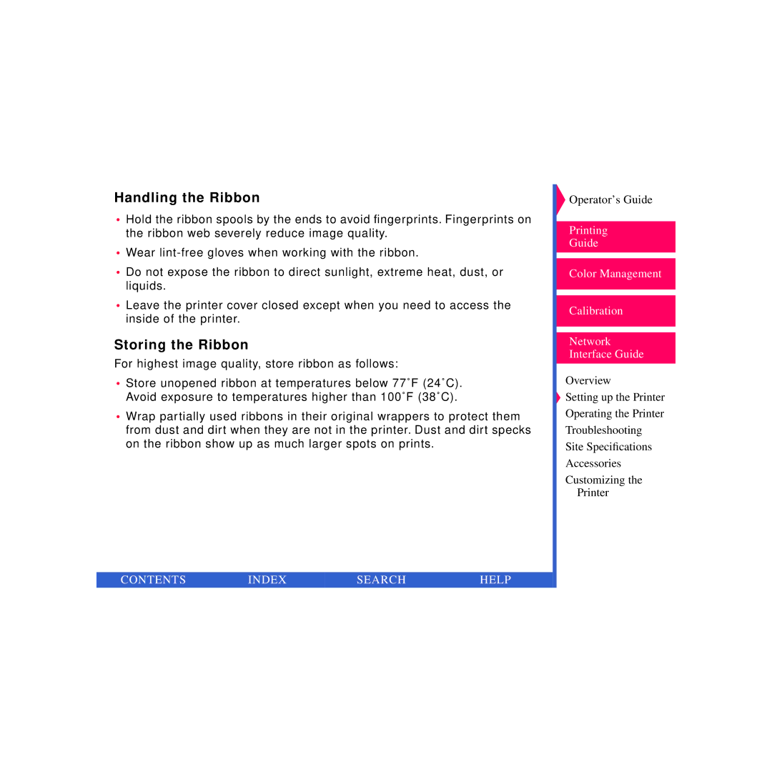 Kodak 8670 PS specifications Handling the Ribbon, Storing the Ribbon 