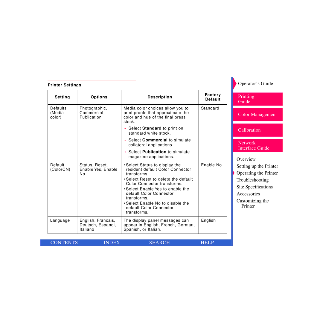 Kodak 8670 PS specifications Contents Index Search Help 