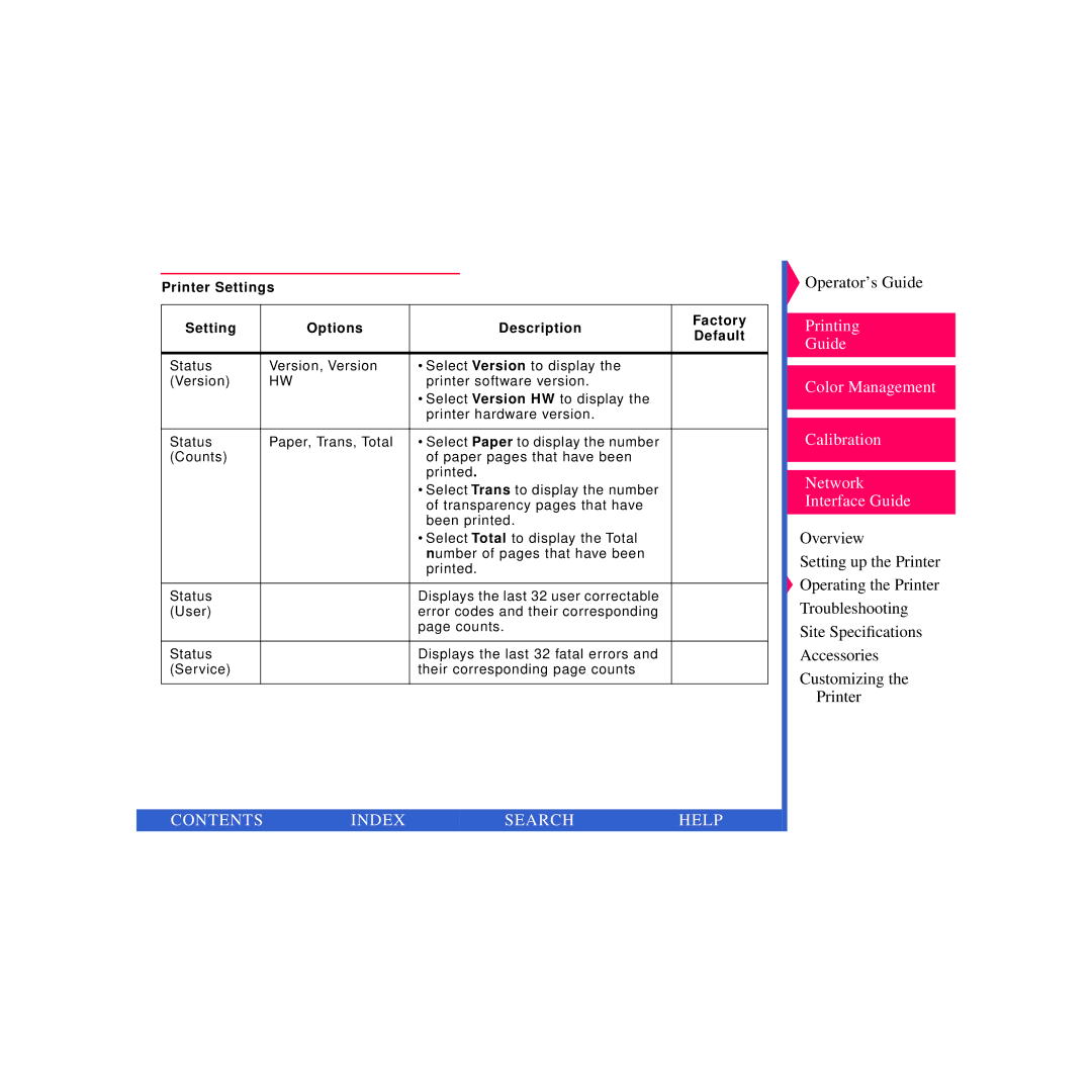 Kodak 8670 PS specifications Contents Index Search Help 