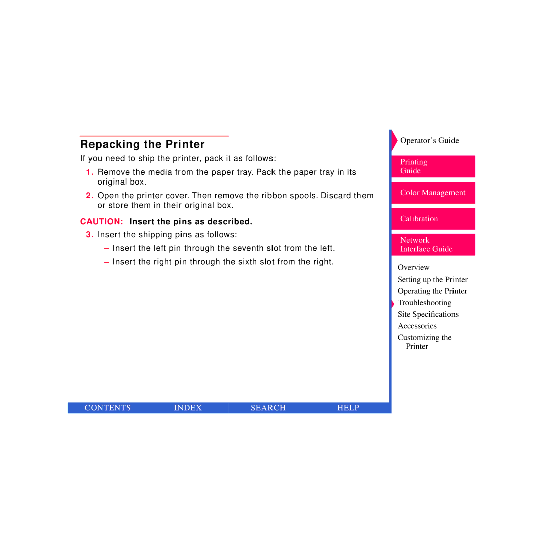 Kodak 8670 PS specifications Repacking the Printer 