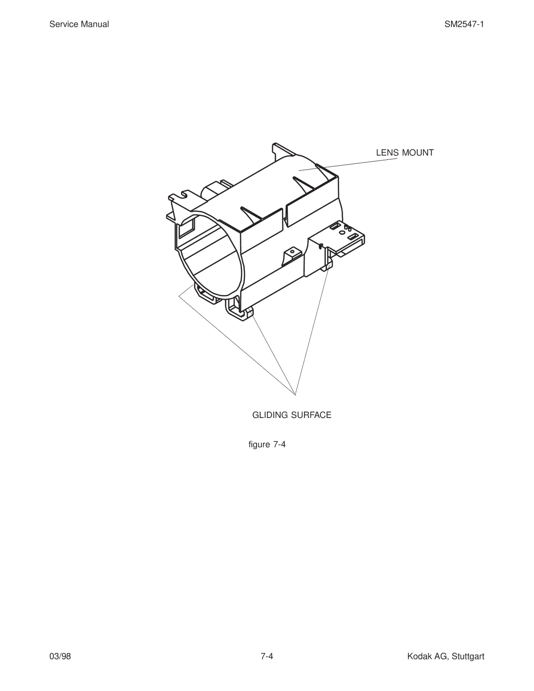 Kodak (9020/CINE), 7020, 5020, 4020 service manual Lens Mount Gliding Surface 