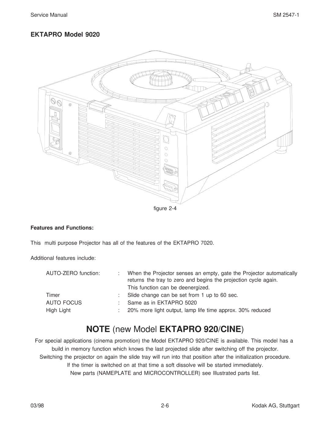 Kodak 7020, 5020, 4020, (9020/CINE) service manual Same as in Ektapro 